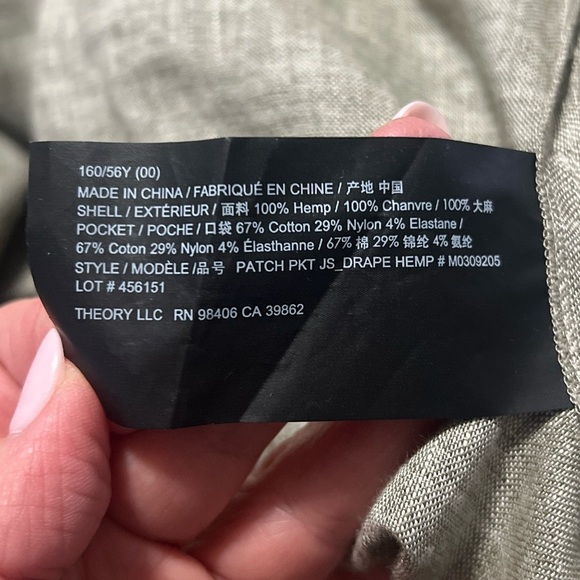 Theory Patch-Pocket Jumpsuit in Hemp. Size 00 color - willow melange - Picture 11 of 14